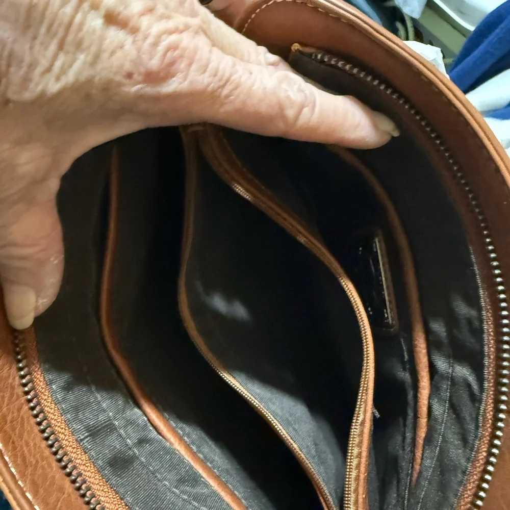 Western Style Brown and White Shoulder Bag with Fringe - Picture 3 of 3
